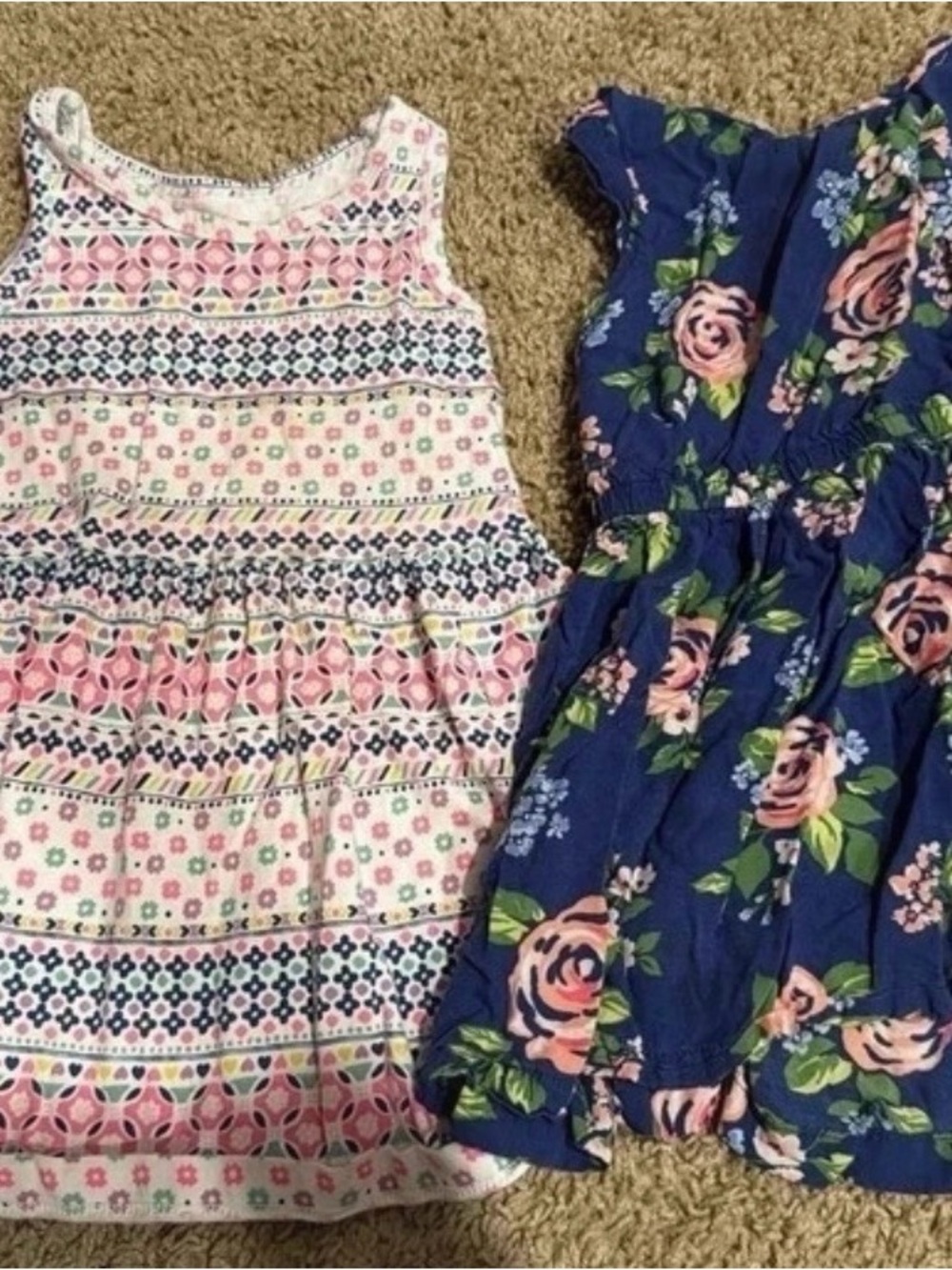 Carter's Navy Floral and Pink Patterned Girls' Dresses